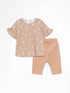 LC Waikiki Crew Neck Floral Patterned Baby Girl Blouse and Tights 2-Piece Set